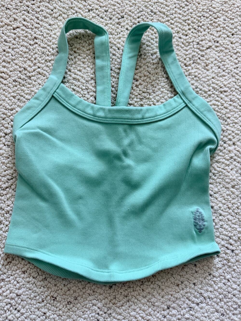 FP Movement Free People All Clear Cami Crop Tank White Ribbed Racerback XS/S